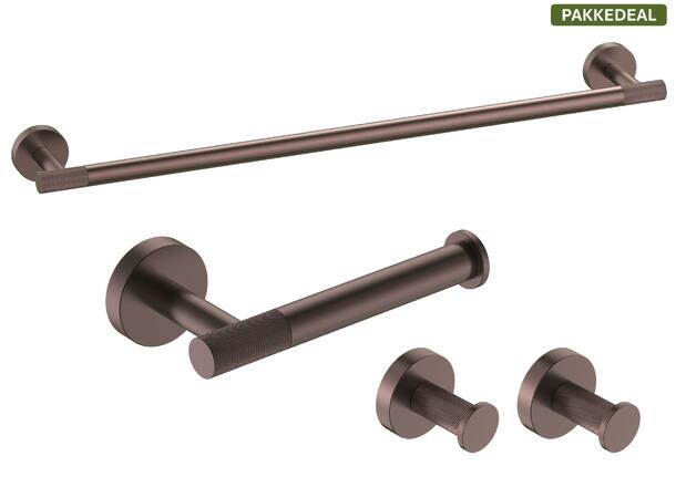 Santino Baderomsett M1 - Bronse Matt Håndklestang, Papirholder & store Kroker