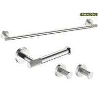 Santino Baderomsett M1 - Børstet Stål Håndklestang, Papirholder & store Kroker