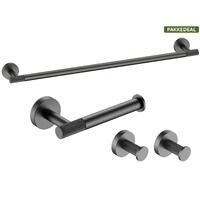 Santino Baderomsett M1 - Gunmetal Håndklestang, Papirholder & store Kroker