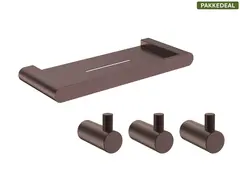 Fasano Baderomsett M1 - Bronse Matt Kroker og Baderomshylle i rustfritt st&#229;l