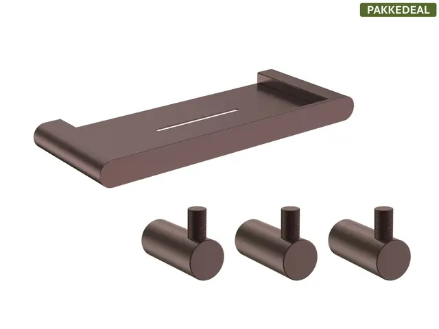 Fasano Baderomsett M1 - Bronse Matt Kroker og Baderomshylle i rustfritt stål 