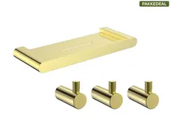 Fasano Baderomsett M1 - Gull Kroker og Baderomshylle i rustfritt st&#229;l