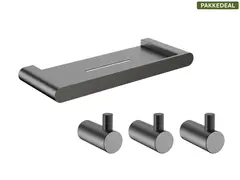 Fasano Baderomsett M1 - Gunmetal Kroker og Baderomshylle i rustfritt st&#229;l