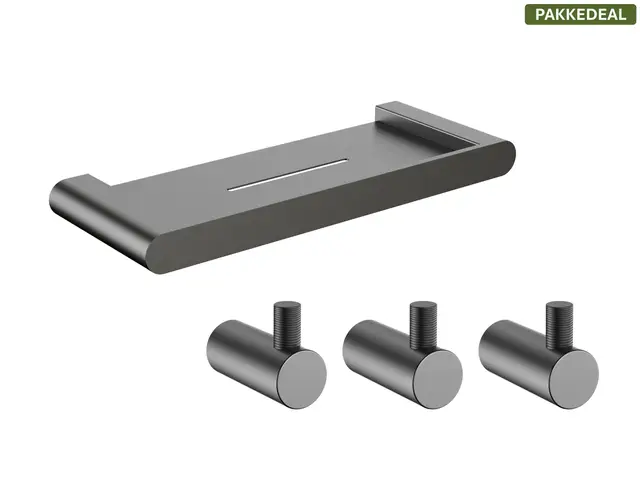 Fasano Baderomsett M1 - Gunmetal Kroker og Baderomshylle i rustfritt stål 