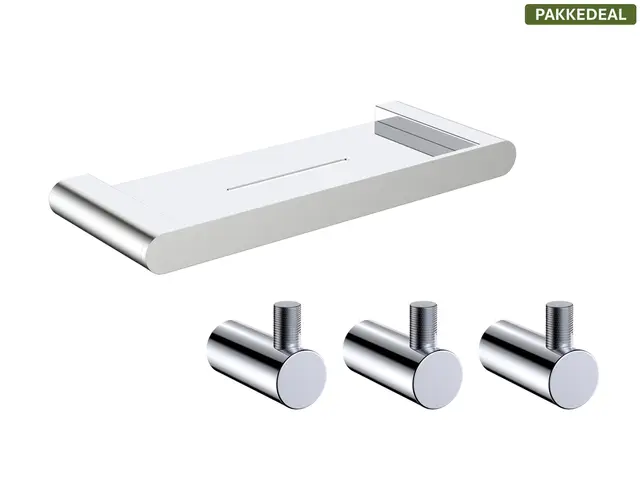 Fasano Baderomsett M1 - Polert Stål Kroker og Baderomshylle i rustfritt stål 