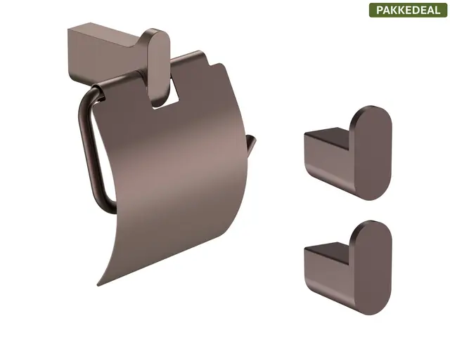 Polito Baderomsett L1 - Bronse Matt Kroker og Papirholder i rustfritt stål 