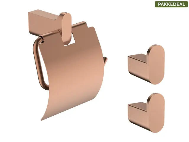 Polito Baderomsett L1 - Kobber Børstet Kroker og Papirholder i rustfritt stål 