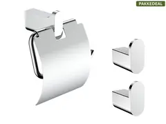 Polito Baderomsett L1 - Polert St&#229;l Kroker og Papirholder i rustfritt st&#229;l