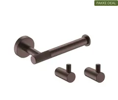 Santino Baderomsett L1 - Bronse Matt Knotter og Papirholder i rustfritt st&#229;l