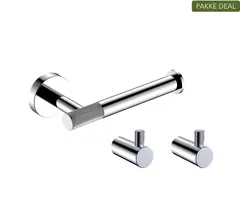 Santino Baderomsett L1 - Polert St&#229;l Knotter og Papirholder i rustfritt st&#229;l