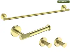 Santino Baderomsett M1 - Gull B&#248;rstet H&#229;ndklestang, Papirholder &amp; store Kroker