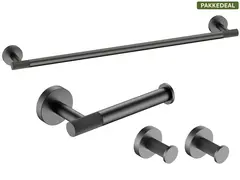 Santino Baderomsett M1 - Gunmetal H&#229;ndklestang, Papirholder &amp; store Kroker