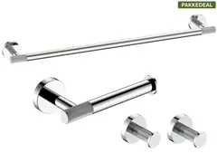 Santino Baderomsett M1 - Polert St&#229;l H&#229;ndklestang, Papirholder &amp; store Kroker