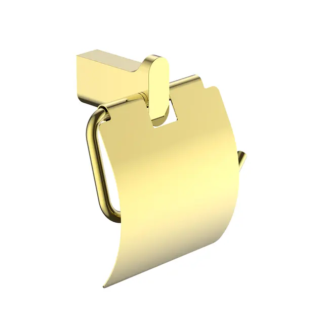 Polito Baderomsett L1 - Gull Kroker og Papirholder i rustfritt stål 
