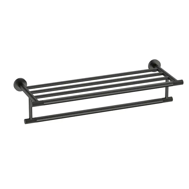 Santino Håndklehylle - Sort Matt Håndklehylle med håndklestang 