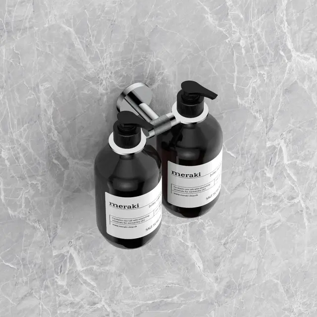 Santino Flaskeholder Dbl. - Polert Stål Dobbel Såpeflaskeholder i rustfritt stål 