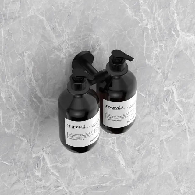 Santino Flaskeholder Dbl. - Sort Matt Dobbel Såpeflaskeholder i rustfritt stål 