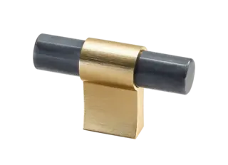 Italo T-Bar - Gull B&#248;rstet Sort og Hvit Marmor