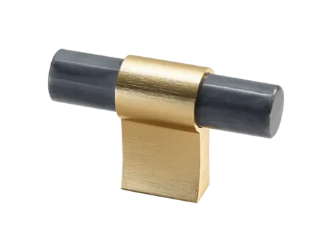 Italo T-Bar - Gull B&#248;rstet Sort og Hvit Marmor