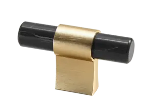 Italo T-Bar - Gull B&#248;rstet Sort Marmor