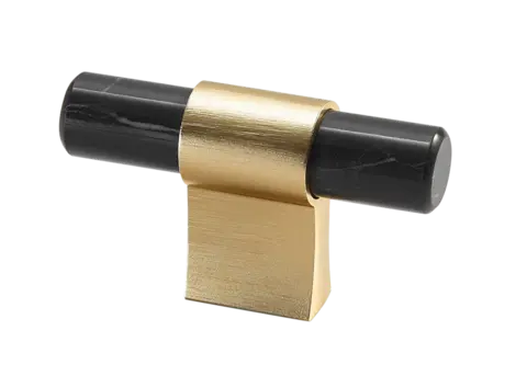 Italo T-Bar - Gull B&#248;rstet Sort Marmor